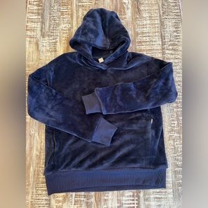 Athleta girl navy plush hooded sweatshirt. Size L/12